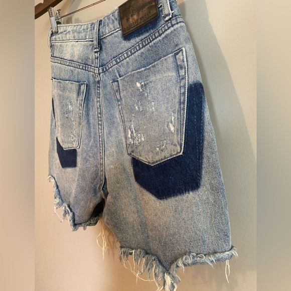 One Teaspoon One X “The Ledgend” Distressed Jean Shorts Size 23 - Picture 10 of 16